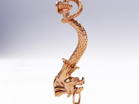 CHINESE DRAGON STYLE FRONT DOOR CABINET HANDLE 3D-Modell