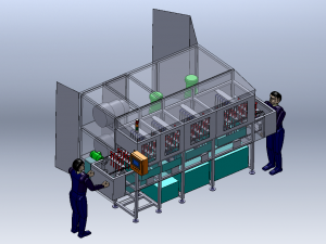 Tunnel-type high-pressure spray cleaning machine 3D Model
