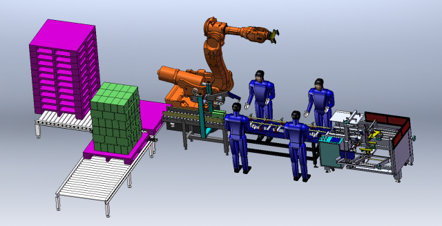 Carton Stacking Machine 3D Model .c4d .max .obj .3ds .fbx .stl .blend 