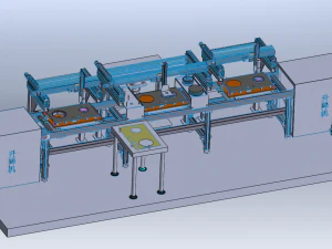 Three-Axis Robotic Arm Assembly Line with Automatic Gluing Workstation for Cooktops 3D Model