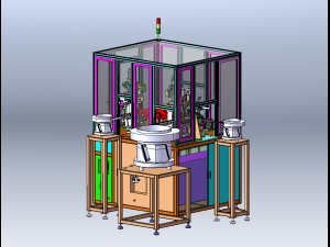 Custom Assembly Equipment with Robotic Arm Vibratory Disk Turntable 3D Model