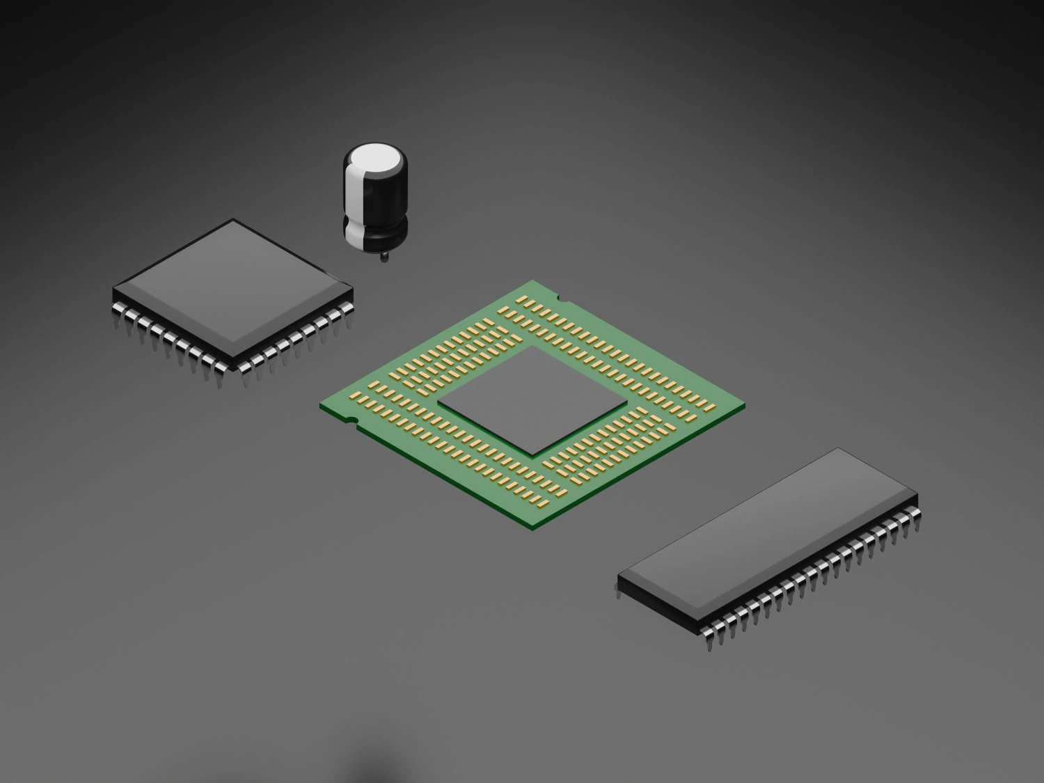 Computer chip set 3D Model .c4d .max .obj .3ds .fbx .stl .blend 
