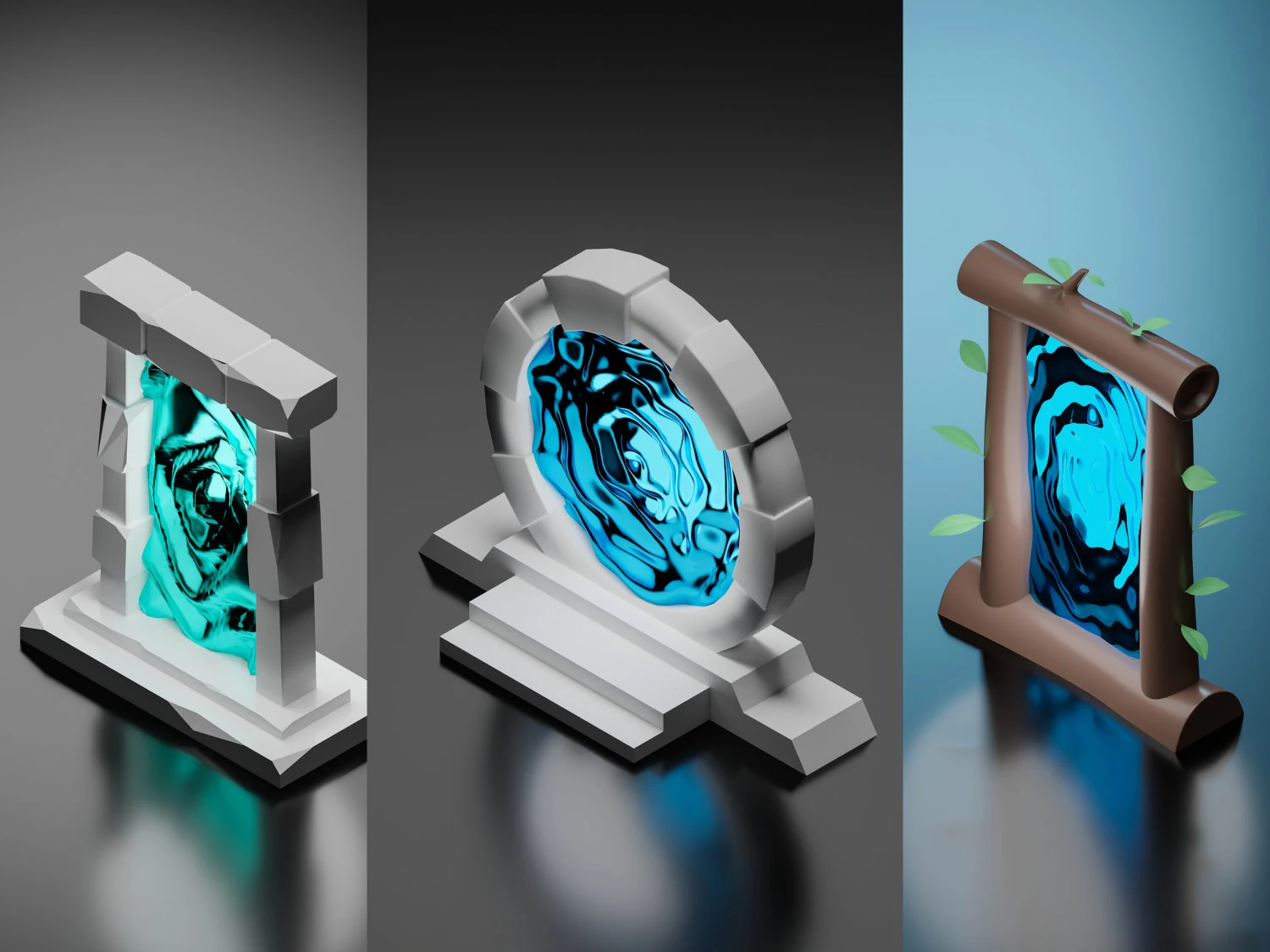 Dimension portal set 3D Model .c4d .max .obj .3ds .fbx .stl .blend 
