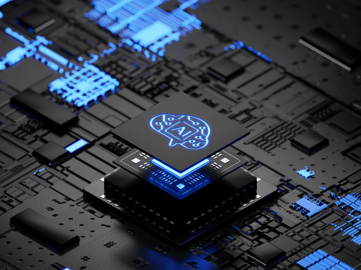 Изометрический процессорный чип 3D Модель .c4d .max .obj .3ds .fbx .stl .blend 