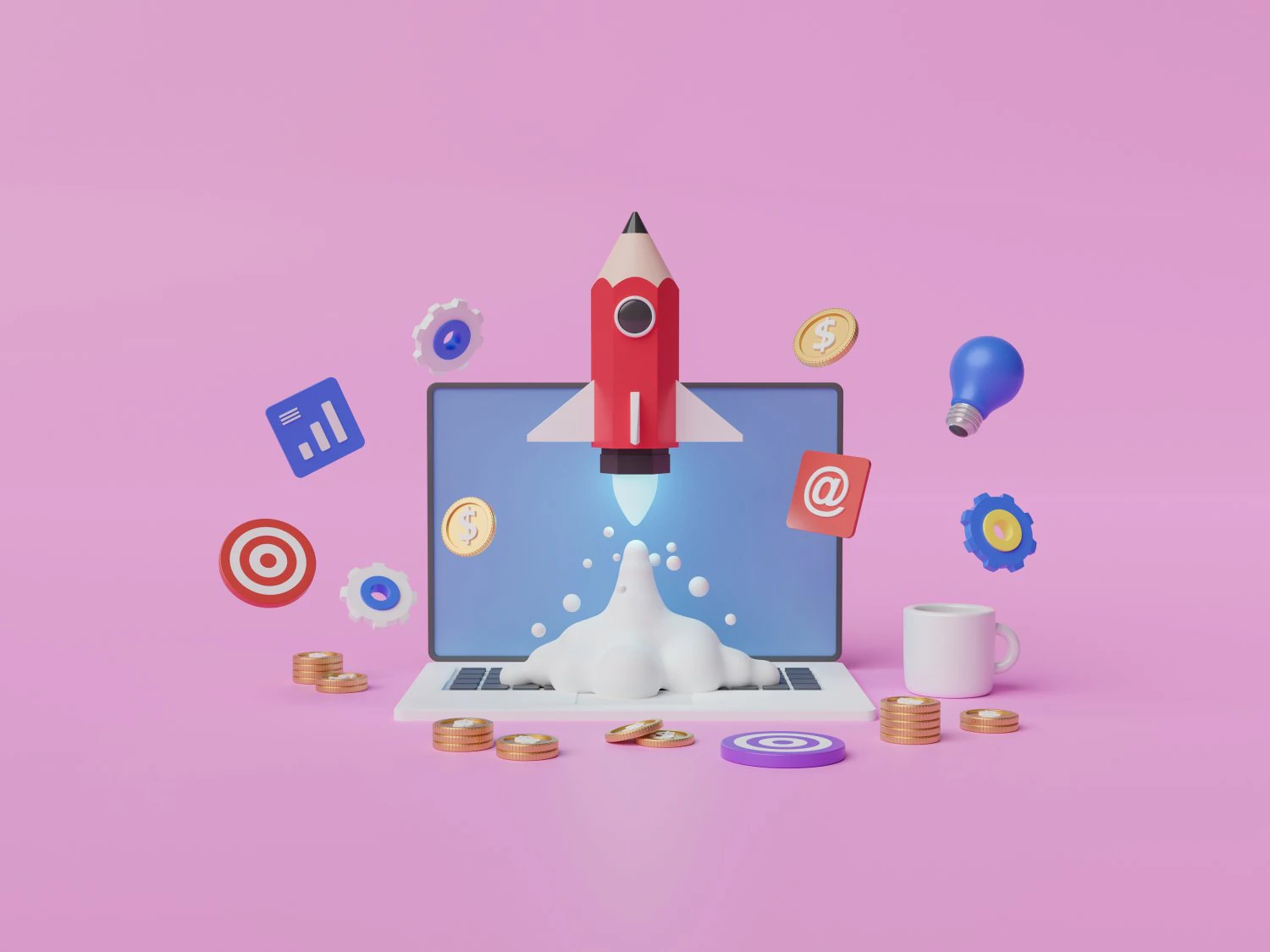 ペンシルロケットの打ち上げ 3Dモデル .c4d .max .obj .3ds .fbx .stl .blend 