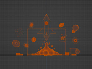 Pencil rocket startup 3D मॉडल
