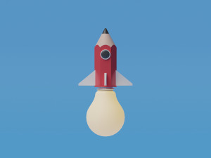 Pencil rocket launch 3D Модель