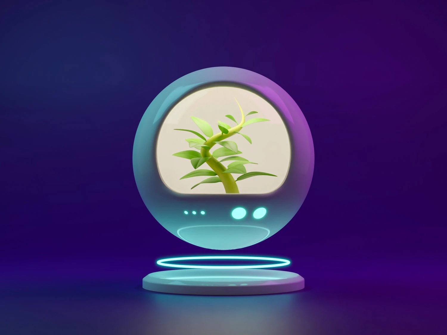 Sci-fi plant in capsule 3D Model .c4d .max .obj .3ds .fbx .stl .blend 