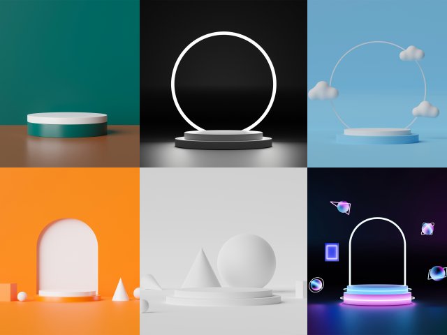 Set of podium 3D Model .c4d .max .obj .3ds .fbx .stl .blend 