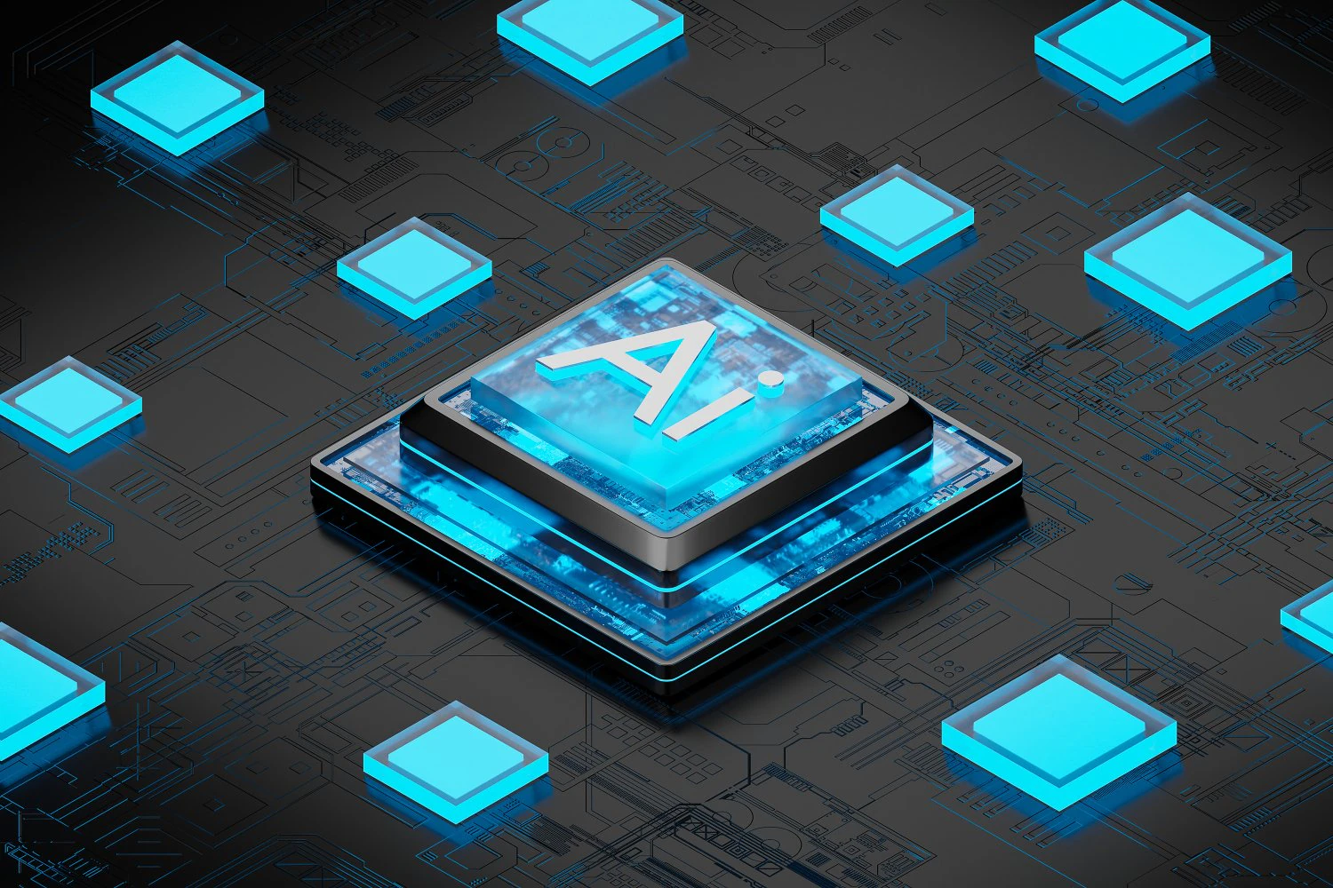 AI processor chip 3D Model .c4d .max .obj .3ds .fbx .stl .blend 