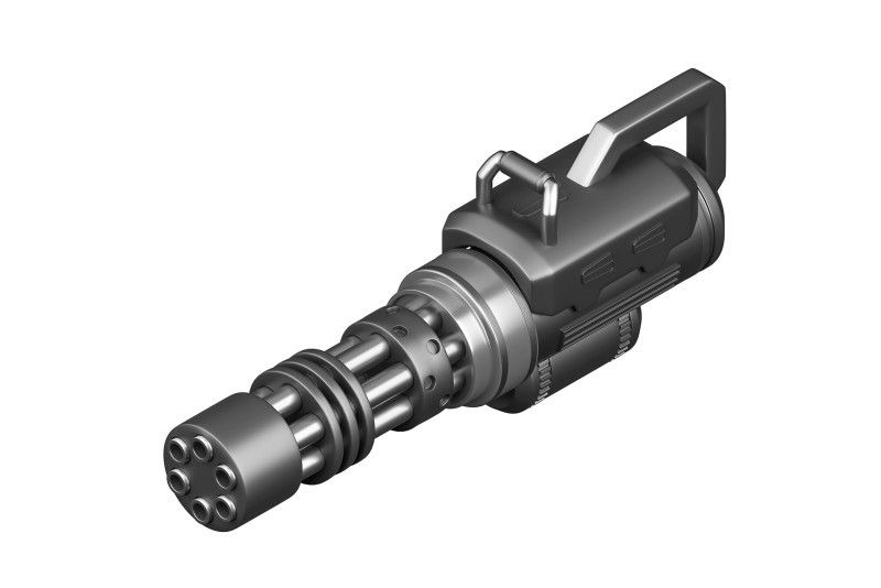 Sci-fi gatling rocket 3D मॉडल .c4d .max .obj .3ds .fbx .stl .blend 