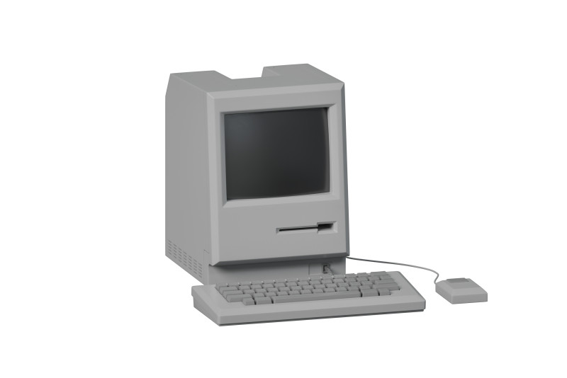 Retro desktop computer Model 3D .c4d .max .obj .3ds .fbx .stl .blend 