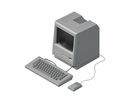 Retro desktop computer Model 3D