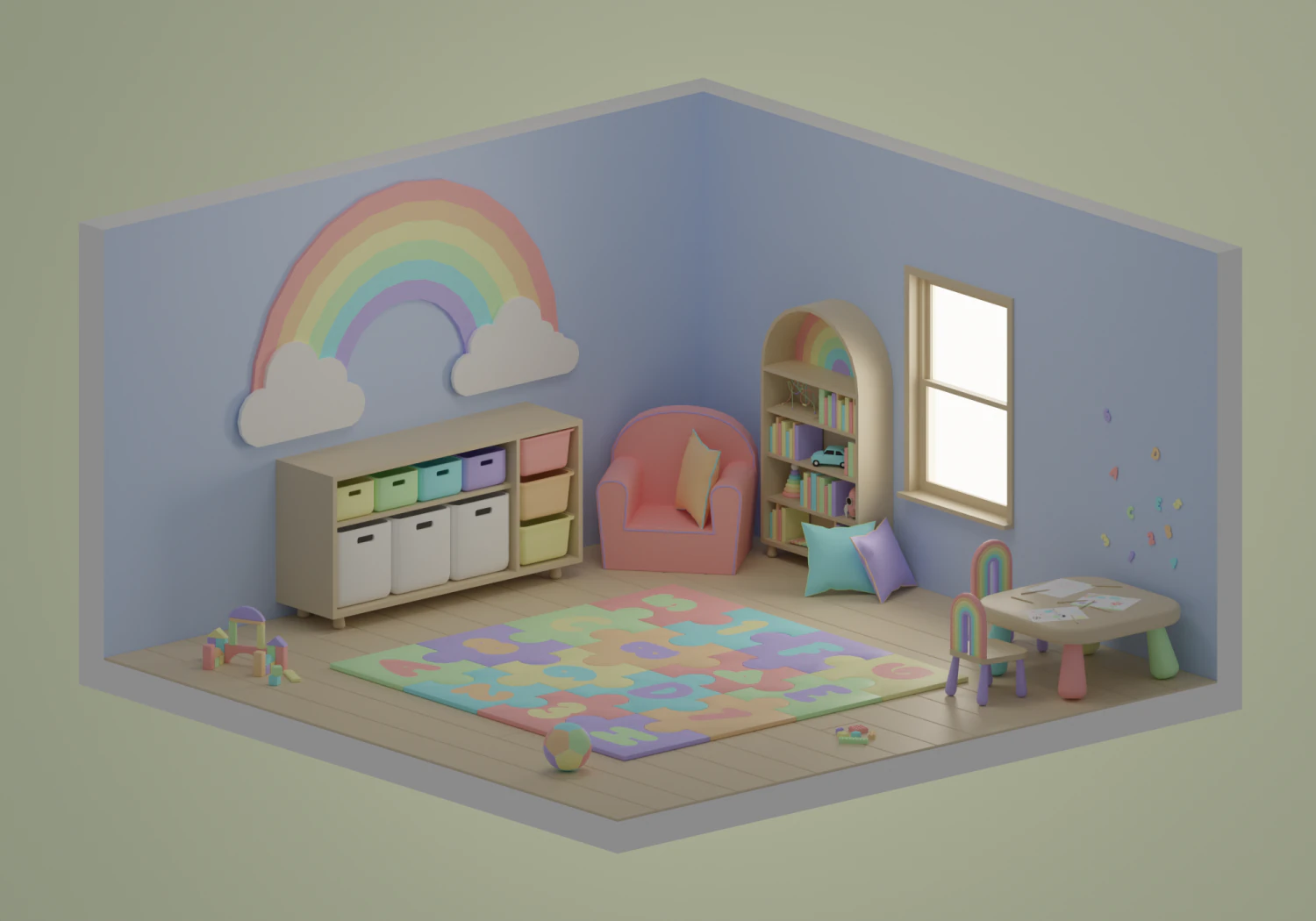 Playroom 3D Model .c4d .max .obj .3ds .fbx .stl .blend 