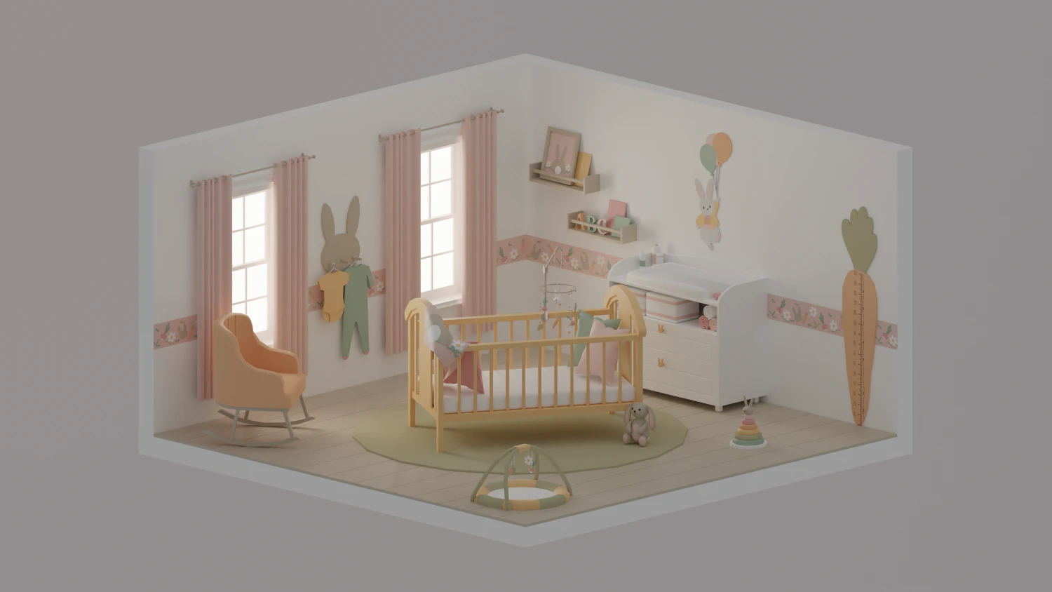 Baby room 3D Model .c4d .max .obj .3ds .fbx .stl .blend