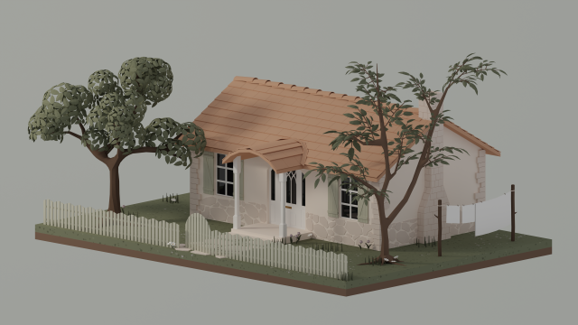 Cottage 3D Model .c4d .max .obj .3ds .fbx .stl .blend 