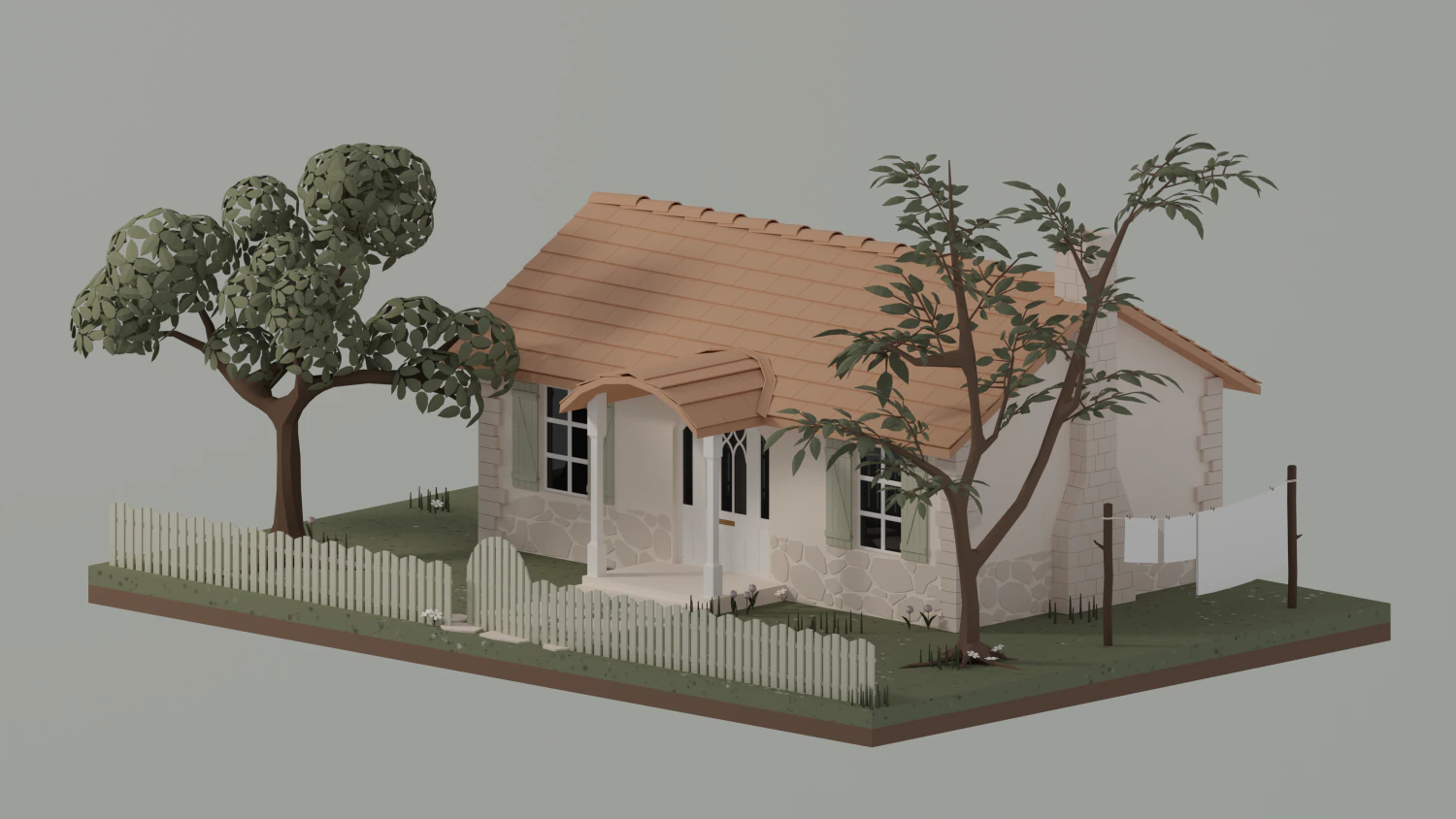 Cottage 3D Model .c4d .max .obj .3ds .fbx .stl .blend 