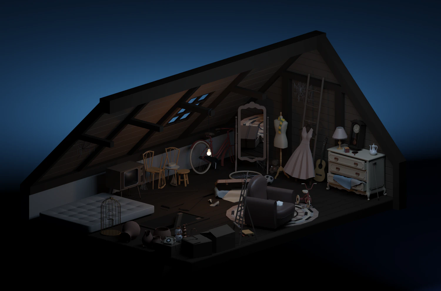 Attic 3D Model .c4d .max .obj .3ds .fbx .stl .blend 