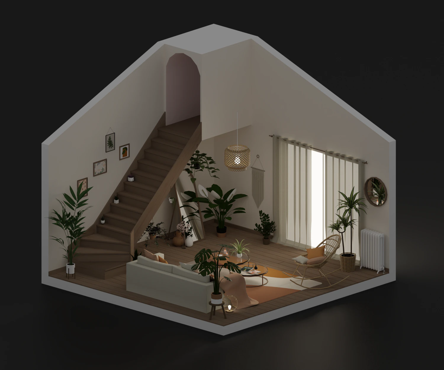 Bohemian living room 3D Model .c4d .max .obj .3ds .fbx .stl .blend 