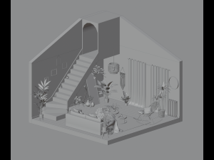 Bohemian living room 3D Model