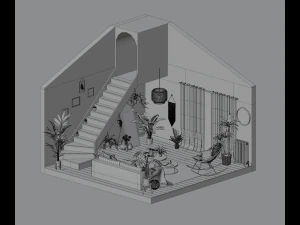 Bohemian living room 3D Model