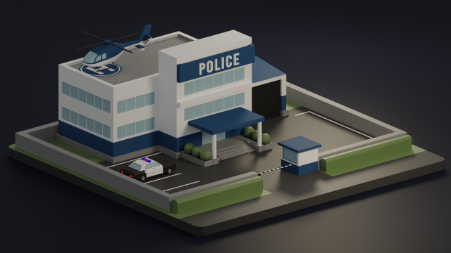 Police station 3D 모델 .c4d .max .obj .3ds .fbx .stl .blend 