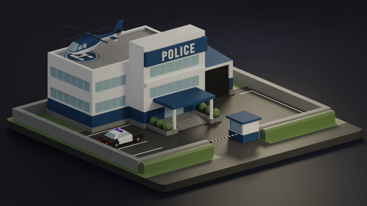 Police station 3D Model .c4d .max .obj .3ds .fbx .stl .blend 