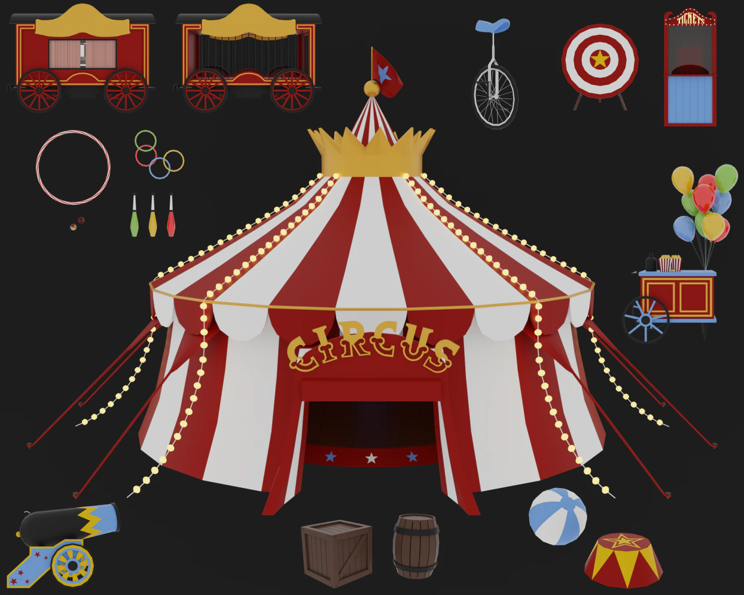 Circus 3D Model .c4d .max .obj .3ds .fbx .stl .blend