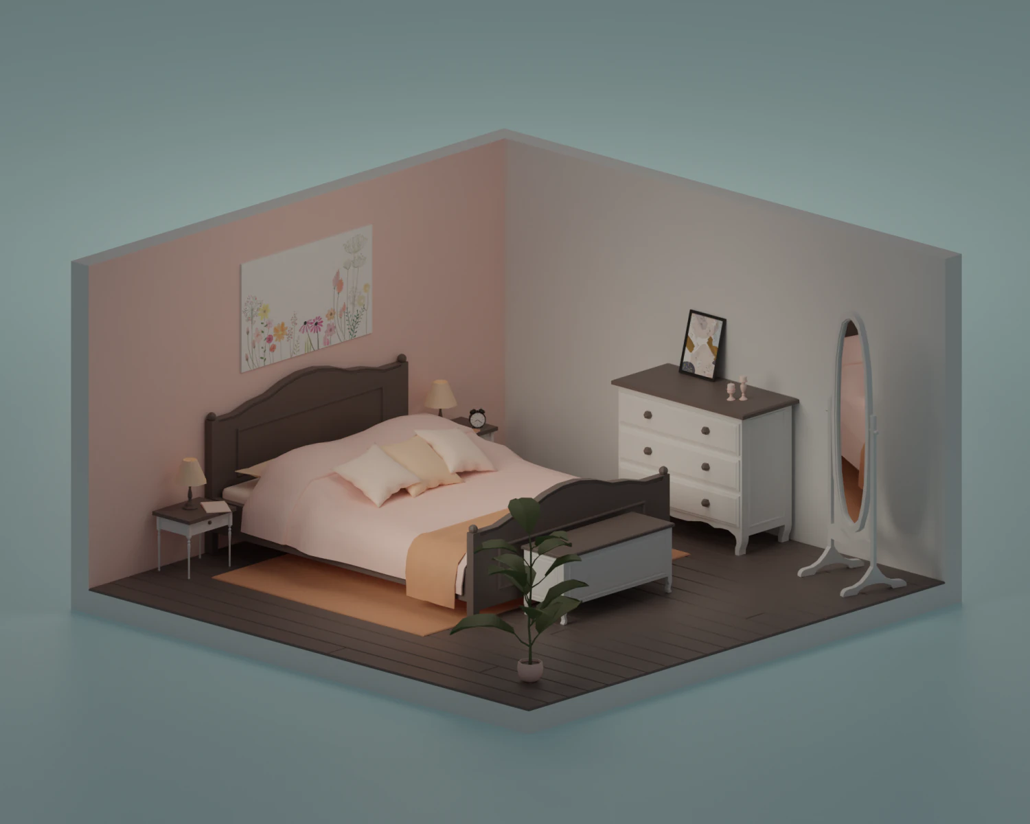 Bedroom 3D Model .c4d .max .obj .3ds .fbx .stl .blend 