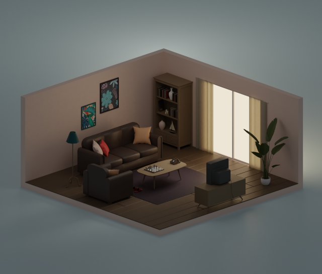 Living-room Model 3D .c4d .max .obj .3ds .fbx .stl .blend 