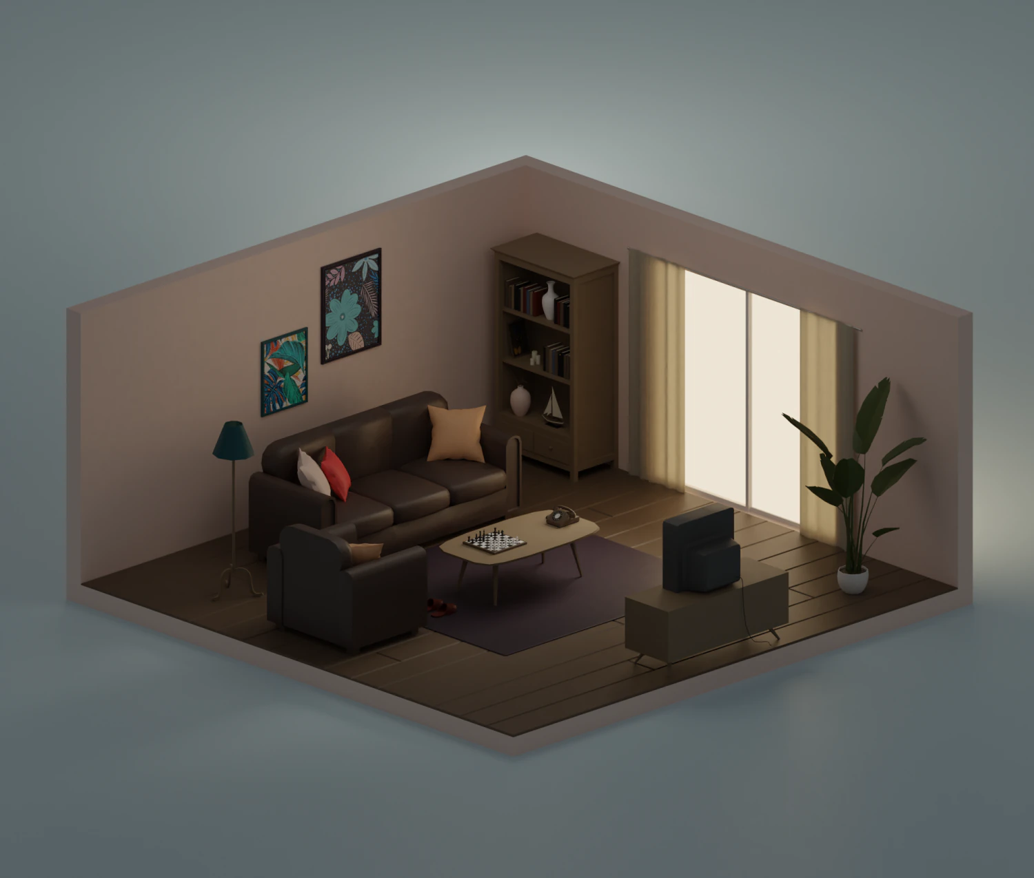 Living-room 3D Model .c4d .max .obj .3ds .fbx .stl .blend 