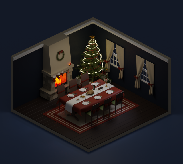 Christmas dinner 3D 模型 .c4d .max .obj .3ds .fbx .stl .blend 