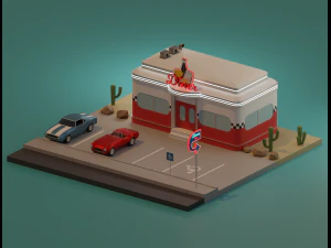 Exterior de restaurante americano Modelo 3D