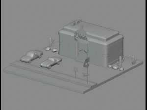 American diner exterior 3D Model