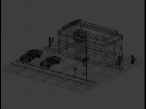 American diner exterior 3D Model