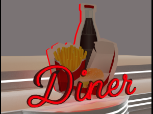 American diner exterior 3D Модель