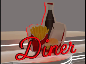 American diner exterior 3D Model