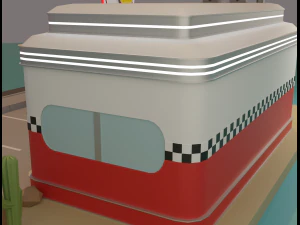 American diner exterior 3D Model