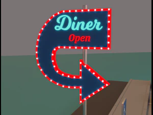 American diner exterior 3D Model