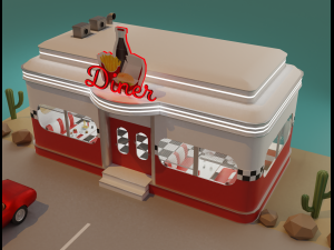 American diner - Full version 3D Model