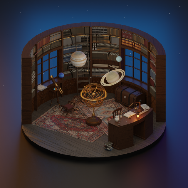 Astronomy room 3D मॉडल .c4d .max .obj .3ds .fbx .stl .blend 