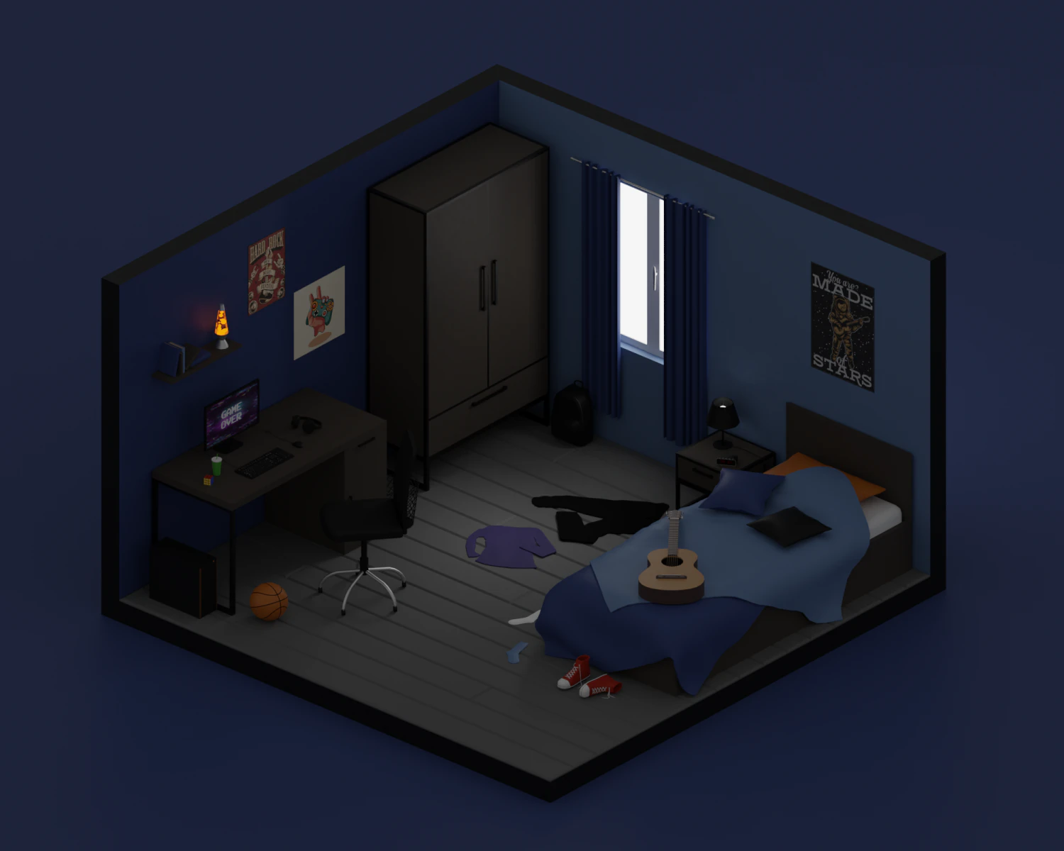 Bedroom 3D Model .c4d .max .obj .3ds .fbx .stl .blend 