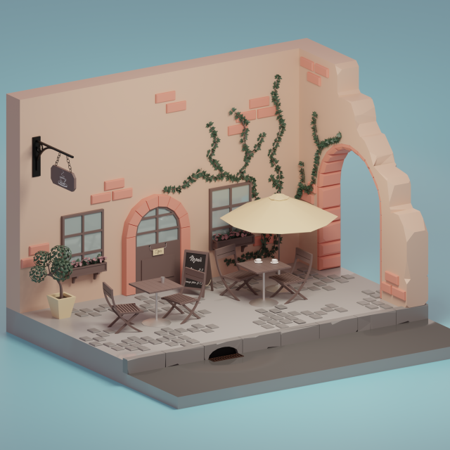 Cafe 3D Модель .c4d .max .obj .3ds .fbx .stl .blend