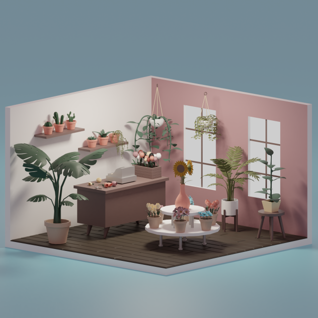 Flower shop Model 3D .c4d .max .obj .3ds .fbx .stl .blend 