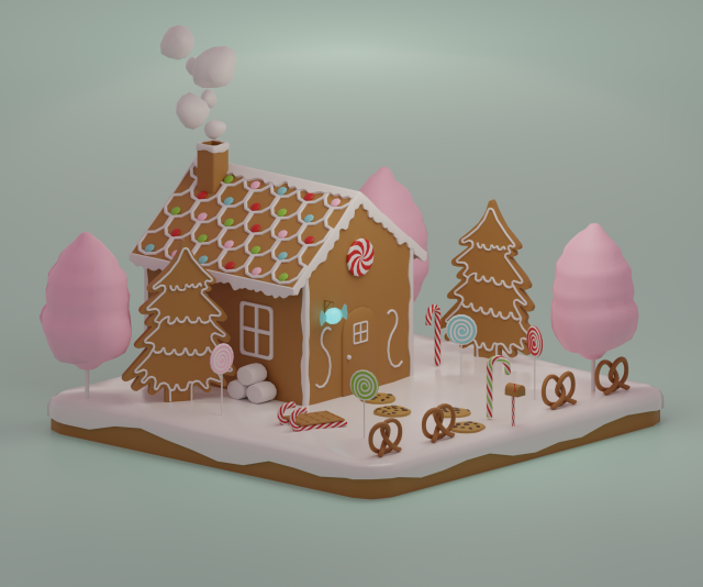 Gingerbread house 3D-Modell .c4d .max .obj .3ds .fbx .stl .blend 