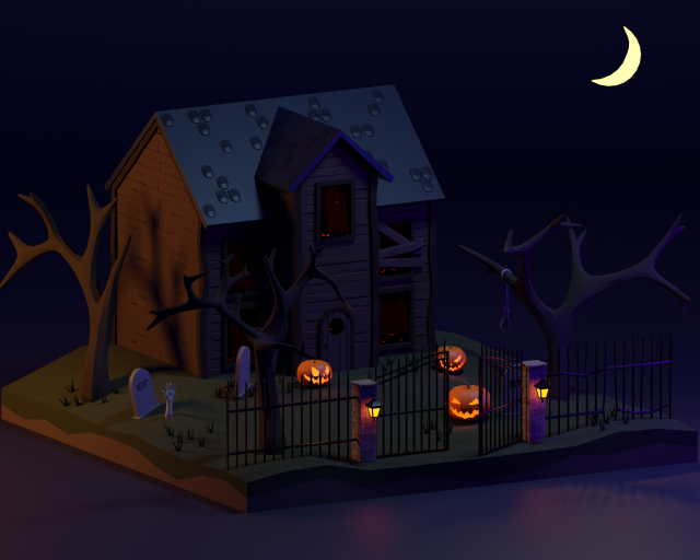 Haunted house 3D Model .c4d .max .obj .3ds .fbx .stl .blend 