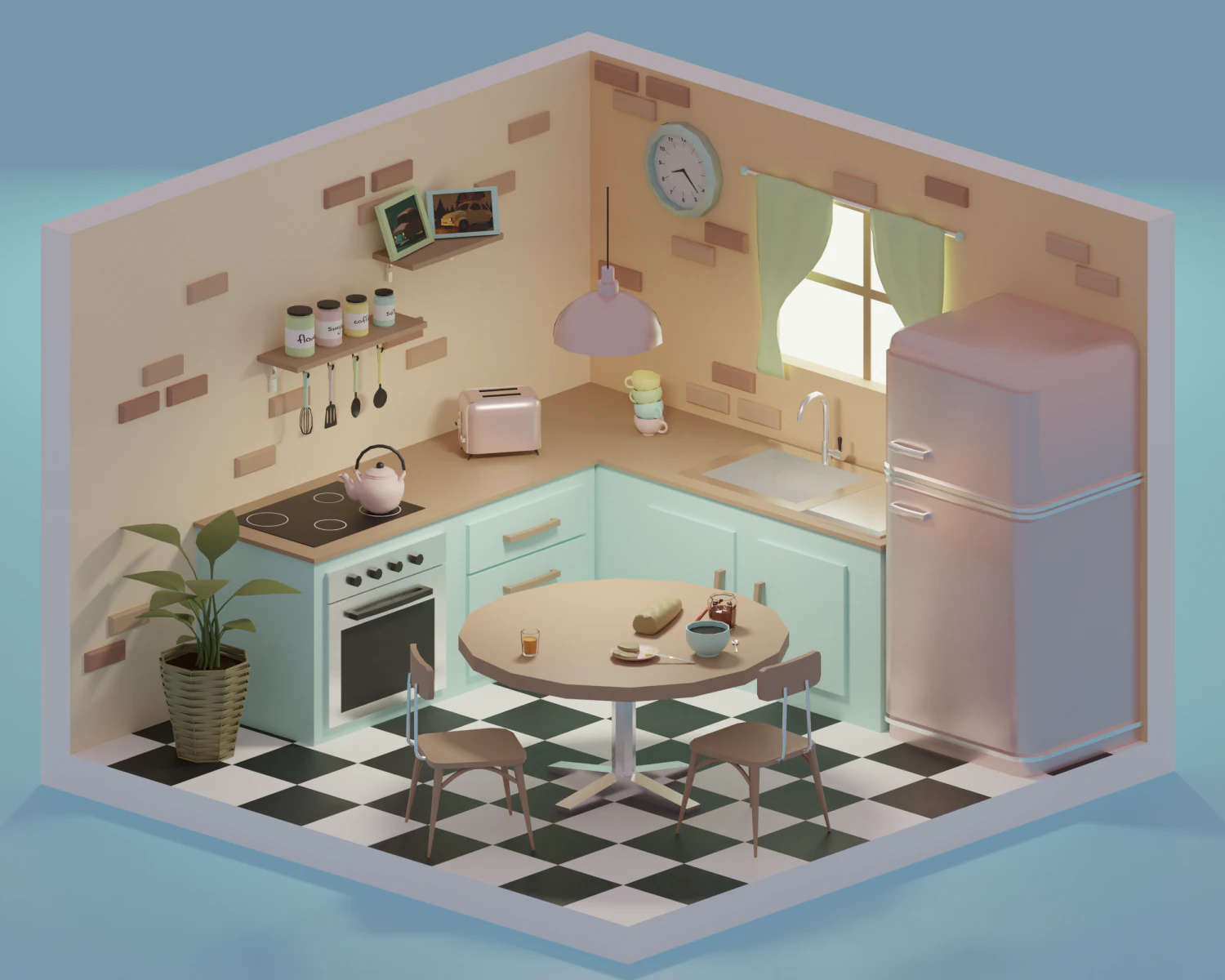 Kitchen 3D Model .c4d .max .obj .3ds .fbx .stl .blend 