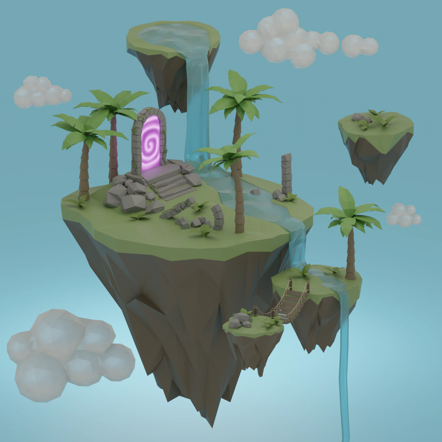 Floating island 3D Model .c4d .max .obj .3ds .fbx .stl .blend 