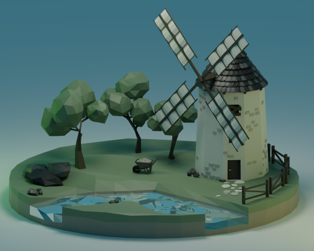 Windmill 3D Model .c4d .max .obj .3ds .fbx .stl .blend 