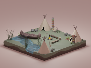 Native American village 3D Model